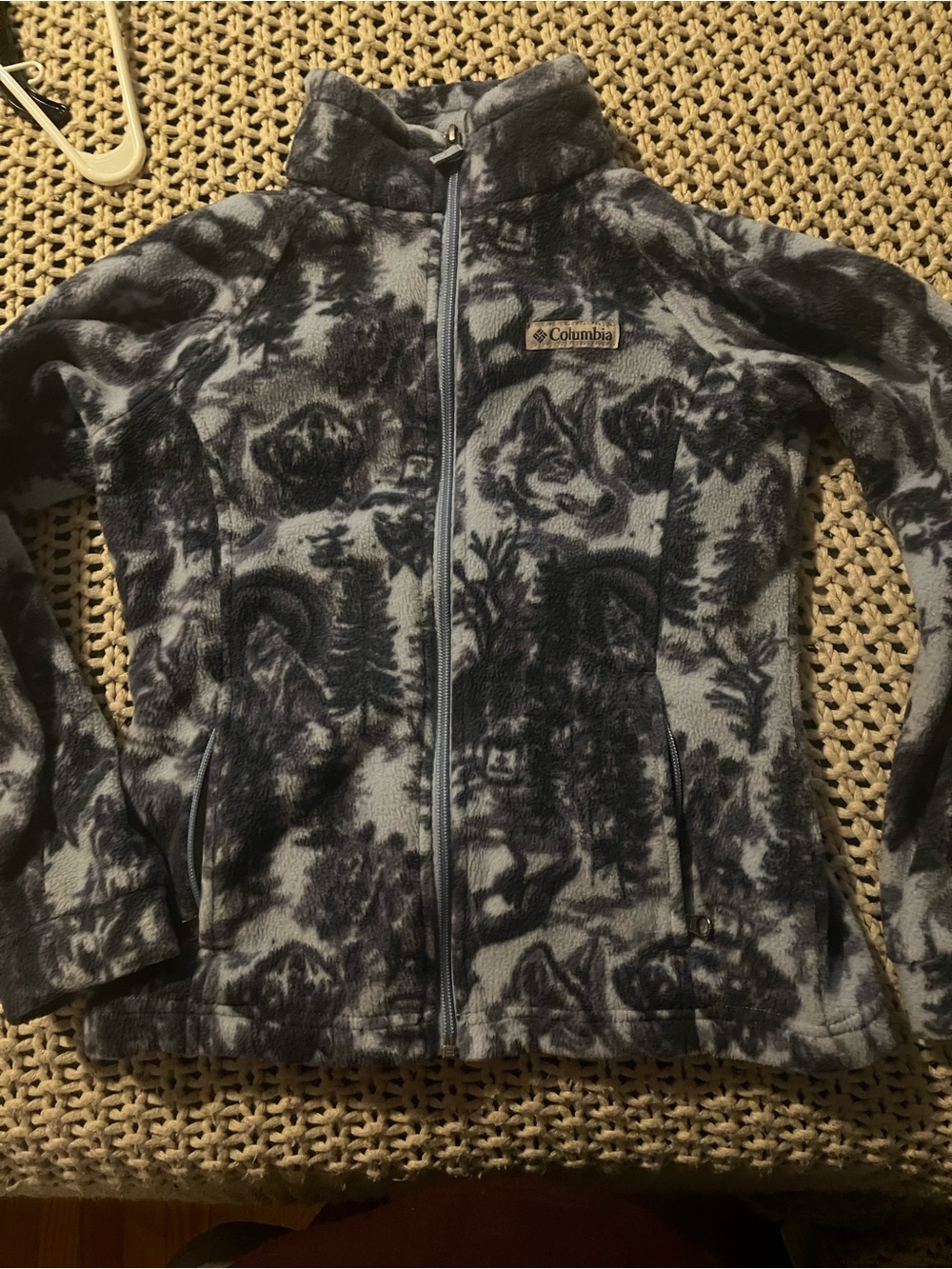 Columbia Black and Gray Patterned Fleece Zip Jacket